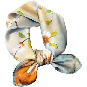 100% Pure Mulberry Silk Scarf 21"x21" Small Square Natural Silk Lightweight Digital Printed Neckerchief Scarves