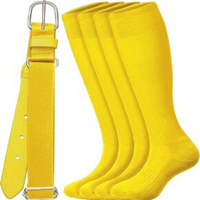 Red Youth Baseball Socks and Belt Combo Set Softball Belt with Softball Sock Elastic Waist Belt for Gril and Boy