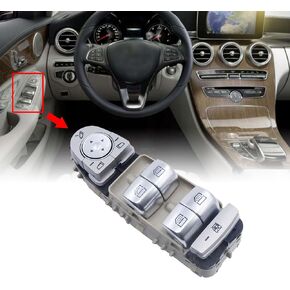 زر تبديل نافذة الطاقة متوافق مع مرسيدس بنز C180 C200 C220 C250 C300 C400 2013 2014 2015 2016 2017 2018 2019 2020 GLC200 GLC220 GLC250 GLC260 GLC300 GLC350 GLC 400 W205 X253 C253 أسود