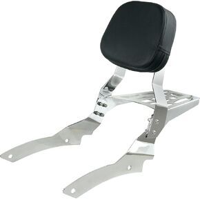 Top Valuable Backrest Sissy Bar With Comfortable Pad and Luggage Rack Compatible with Yamaha VStar 650 400 XVS650 400 DS650 Custom DS400 V Star 1998-2019 drag star,Chrome