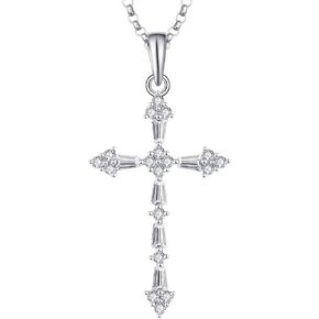 JO WISDOM Cross Necklace,925 Sterling Silver AAA Cubic Zirconia Cross Crucifix Pendant Necklace,Jewelry for Women