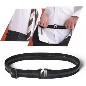 TORMEN Elastic Shirt Stay Belt,Shirt Stays Belt Shirt Tucker Shirt Holder,Adjustable Elastic Band No-Show, Anti-Slip Stretch Waist Belt for Tucked-in Shirts - Business & Casual Use for Men (Black)