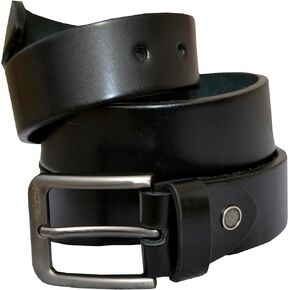Men's Genuine Leather Belts, Work Casual Dress Jeans Men Belt with Metal Buckle 1.5" in Gift Box Size 32 to 52