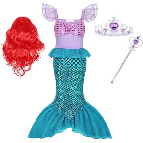 Eledobby Ariel Dress for Girls Princess Dress Up Little Mermaid Costume Christmas Birthday Party Gift
