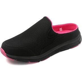 Women's Knitted Breathable Lightweight Slip-On Sports Mules Comfortable Non-Slip Backless Walking Shoes for Hiking House Traveling