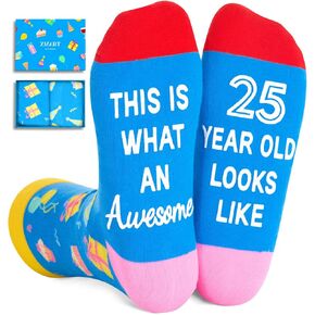 Zmart 25th Birthday Gifts Ideas Socks - Gifts for 25 Year Old Man Woman, 25 Year Old Birthday Gifts Socks for Her Him