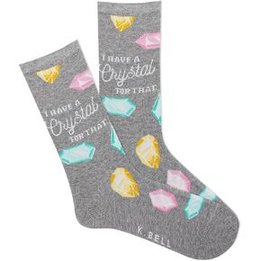 K. Bell Women's I Have A Crystal For That Socks 1 Pair, Medium Grey Heather, Women's 9-11