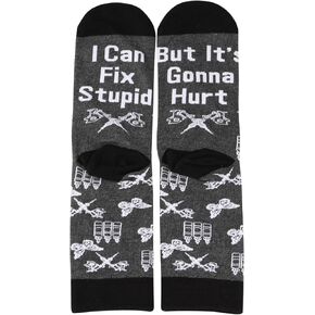 PXTIDY 2 Pairs Tattoo Artist Sock Tattoo Lover Gift Tattooist Gift Tattoo Stylist Sock I Can Fix Stupid But It's Gonna Hurt