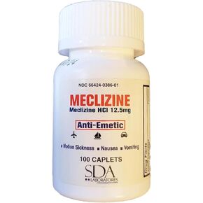 SDA Laboratories Meclizine HCI 12.5mg for Motion Sickness, Nausea, and Vertigo Relief – Long-Lasting Anti-Emetic, Ideal for Travel and Balance, 100 Caplets (1 Pack)
