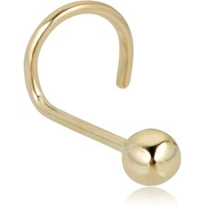AVORA 14K Yellow/White Gold 2mm Ball Nose Ring Body Jewelry (22 Gauge)