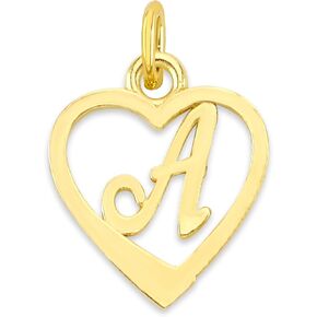 Solid Gold Heart Initial Charm Available in A-Z, Tiny Cute Letter Jewelry