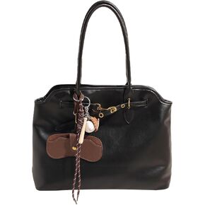 Trendy Tote Bag for Women PU Leather Vintage Work Tote Top Handle Travel Handbag