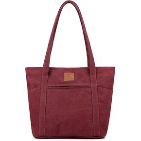 Sunshinejing Women's Large Canvas Shoulder Bag Retro Multi-pocket Handbags Work Tote Purses