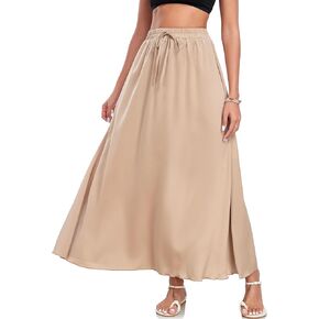 VintageClothing Long Skirts for Women Leopard Print Flowy Summer Flared A Line Maxi Skirts Elastic Waisted Trendy Dress