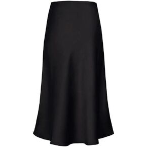 yoeasy Women's Satin High Waisted Solid Midi Skirt High Waisted A Line Solid Elastic Skirt