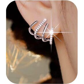 PANSHI فضة آخر أقراط أقراط فضية للنساء العصرية مسمار Huggie مخلب أقراط الكفة هيبوالرجينيك مجوهرات هدايا in Kuwait