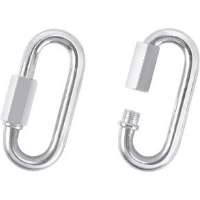 2 Pack Chain Quick Links Duty Chain Link Connector Locking Carabiner Galvanized Screw Carabiner, Chain Hooks for Outdoor Traveling Equipment, Connecting Hammock (M6-2.2 Inch / 5.6 cm)