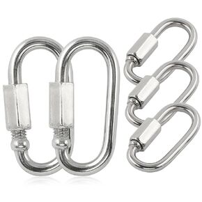 5pcs M4 Quick Link Chain, 5/32 Inch Stainless Steel Quick Links, D Shape Locking Quick Connector - 500lb Capacity