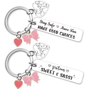 Sweet Sixteen New Driver Keychain - 16 Years Old Girl Gifts Sweet and Sassy Keyring for Teen Friends Birthday Christmas