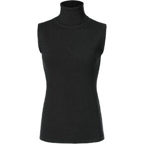 Women's Sleeveless Turtleneck Soft Stretchable Pullover Knit Sweater Top