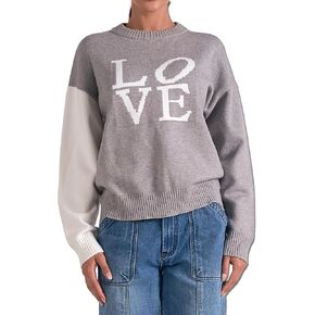 ELAN Women's Love Colorblock Long Sleeve Pullover Sweater in Kuwait