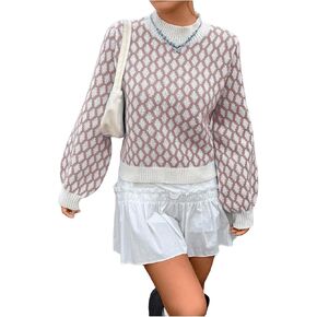 GORGLITTER Women's Fall Outfits 2024 Striped Crochet Sweater Colorblock Pullover Tops in Saudi Arabia