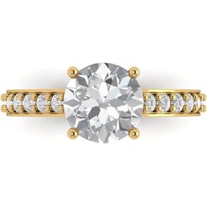 Clara Pucci 2.25 ct Round Cut Solitaire Stunning Moissanite Designer Anniversary Bridal Engagement Ring 14k Yellow Gold
