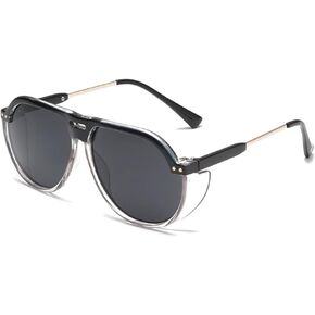 Retro Trendy Aviator Sunglasses for Women Men Large Frame Side Shield Sun Glasses Shades BS1600