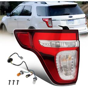 Tail Lights Includes Light Bulb and Wiring Harness Compatible with 2011 2012 2013 2014 2015 Ford Explorer XLT TailLights Assembly Taillight Rear Brake Lamp (2011-2015 ford explorer, Left Driver Side)