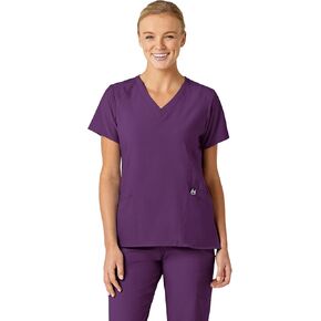 WonderWink Women's Plus-Size Women's Stylized V-Neck Top Shirt, Eggplant, 3-XLarge