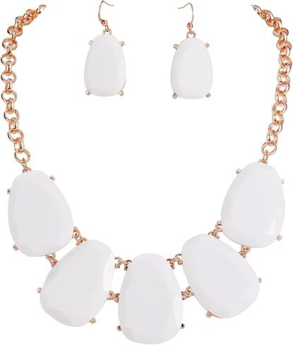 Bocar Chunky Statement Bubble Pendant Necklace Earring Set Fashion Collar Jewelry Set for Women in Saudi Arabia