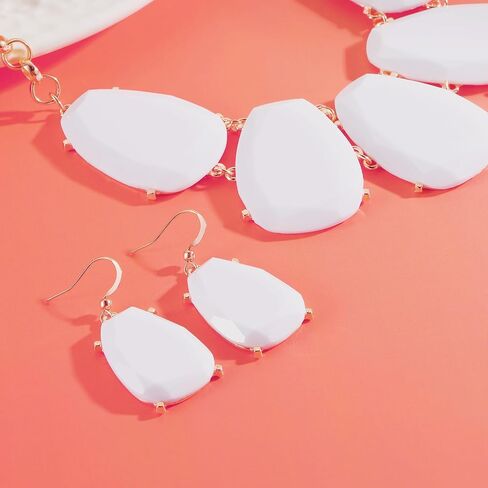 Bocar Chunky Statement Bubble Pendant Necklace Earring Set Fashion Collar Jewelry Set for Women in Saudi Arabia