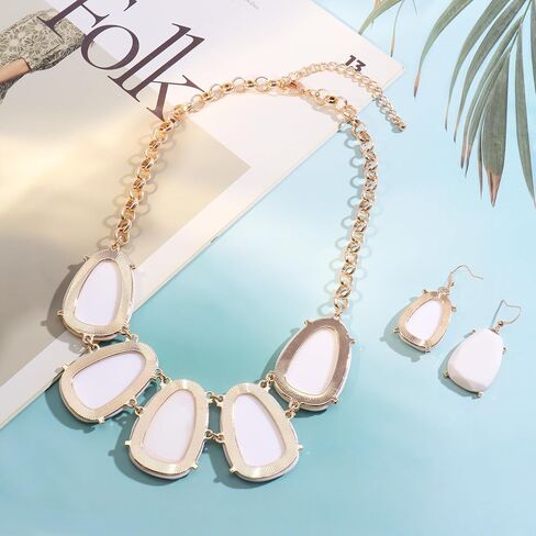Bocar Chunky Statement Bubble Pendant Necklace Earring Set Fashion Collar Jewelry Set for Women in Saudi Arabia