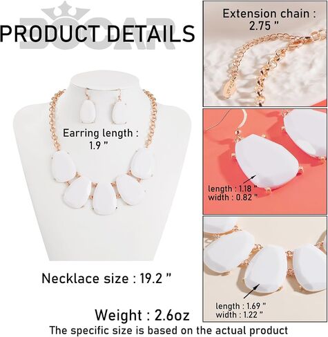 Bocar Chunky Statement Bubble Pendant Necklace Earring Set Fashion Collar Jewelry Set for Women in Saudi Arabia