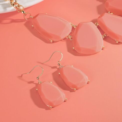 Bocar Chunky Statement Bubble Pendant Necklace Earring Set Fashion Collar Jewelry Set for Women in Kuwait