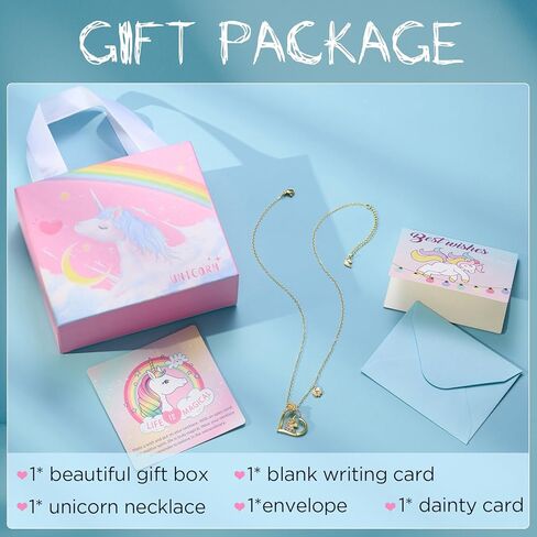 قلادة SWEETV مضادة للحساسية للفتيات - قلادة على شكل قلب أولي مكعبة زركونيا مطلية بالذهب عيار 18 قيراط، هدايا مجوهرات يونيكورن لعيد الميلاد/عيد الميلاد in Kuwait