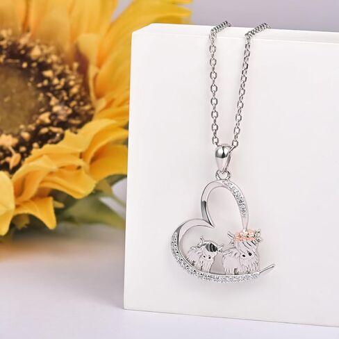 بيلين 925 فضة هدايا عيد الأم المرتفعات البقرة قلادة 2 الأبقار الأسرة للأم ابنة مجوهرات in Kuwait