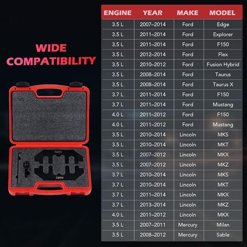 مجموعة أدوات تثبيت عمود الحدبات Orion Motor Tech 303-1248، مجموعة حامل محاذاة توقيت المحرك مع حامل كام 303-1530 حامل شد سلسلة وحقيبة تخزين متوافقة مع 3.5L 3.7L 4L Ford Lincoln Mercury in Saudi Arabia