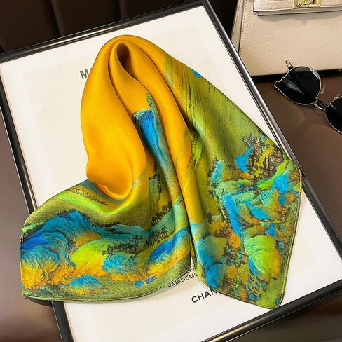 100% Pure Mulberry Silk Scarf 21"x21" Small Square Natural Silk Lightweight Digital Printed Neckerchief Scarves in Saudi Arabia