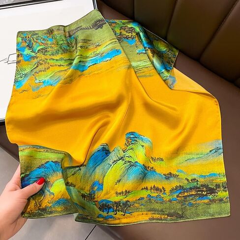 100% Pure Mulberry Silk Scarf 21"x21" Small Square Natural Silk Lightweight Digital Printed Neckerchief Scarves in Saudi Arabia