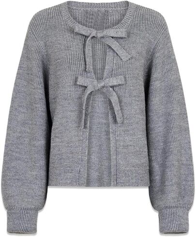 Y2k Girls Tie Front Knitwear Cardigan Top Women Long Sleeve Open Front Knitted Crop Cardigan Sweater Streetwear in Kuwait