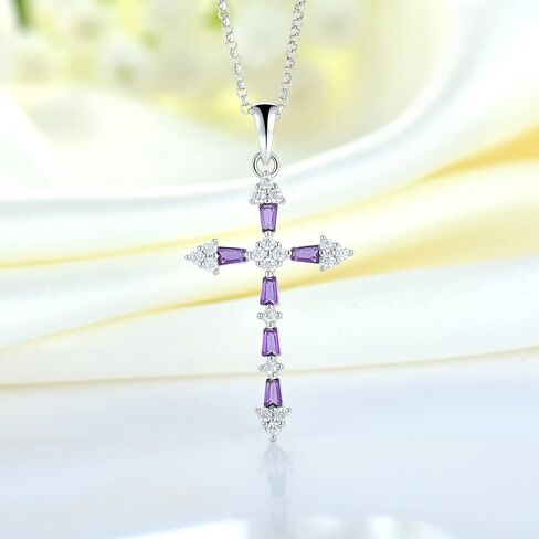 JO WISDOM Cross Necklace,925 Sterling Silver AAA Cubic Zirconia Cross Crucifix Pendant Necklace,Jewelry for Women in Saudi Arabia