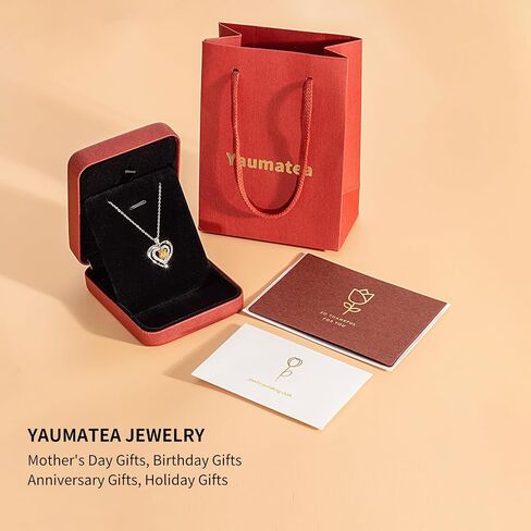 Always and Forever Double Heart Necklace for Women, I Love You Necklace with Cubic Zirconia, Birthstone Available, Romantic Jewelry Gift for Wife, Mom, Daughter, Girlfriend, Perfect for Mother's Day, Anniversary, Birthday, Valentine's Day in Kuwait