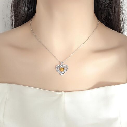 Always and Forever Double Heart Necklace for Women, I Love You Necklace with Cubic Zirconia, Birthstone Available, Romantic Jewelry Gift for Wife, Mom, Daughter, Girlfriend, Perfect for Mother's Day, Anniversary, Birthday, Valentine's Day in Kuwait