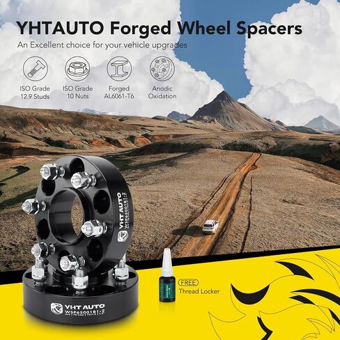 فواصل عجلات YHTAUTO 6x5 مركزية مقاس 2 بوصة تناسب موديلات شيفروليه، جي إم سي، بويك، أولدزموبيل: تريل بليزر، إنفوي، رينييه، فواصل إطارات مزورة 2 بوصة مع مسامير M12x1.5 78.1 مم محور تتحمل 4 قطع، أسود in Saudi Arabia