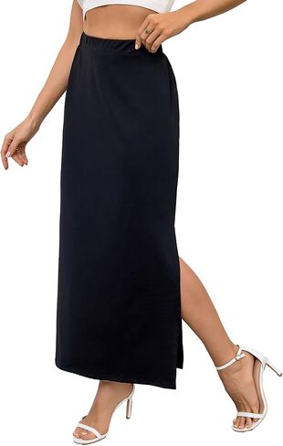 تنورة طويلة بفتحات جانبية للنساء من Avanova، تنورة طويلة مستقيمة بخصر عالٍ in Kuwait