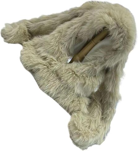 Furry Plush Balaclava Cap for Women Girl Rabbit Ear Thicken Warm Hat Winter Hooded Face Cover Hat in Saudi Arabia