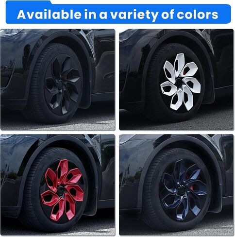 2024 Upgraded 19 Inch Wheel Covers Compatible with Tesla Model Y 2021 2022 2023 2024, 19 Inch Hubcaps Fit for Tesla Model Y 2021-2024 Accessories Set of 4 (Black Blue) in Saudi Arabia