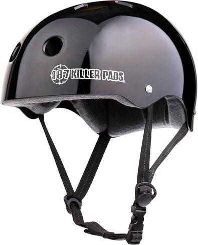 187 Killer Pads Pro Skate Helmet with Sweatsaver Liner, Black Glossy, X-Large in Saudi Arabia
