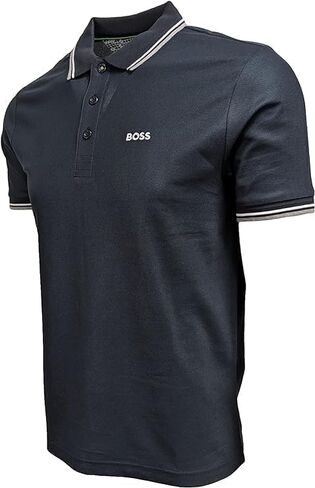 BOSS Mens Polo Performance Fabric Double Striped Collar Paddy PRO 50249000 (US, Alpha, Medium, Regular, Regular, White) in Saudi Arabia